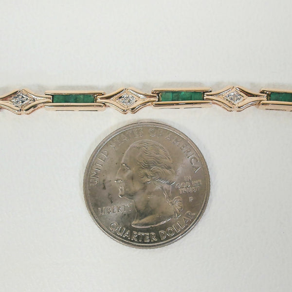 7.25" 14K Emerald & Diamond Bracelet