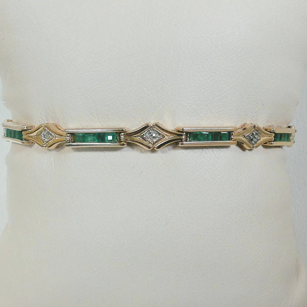7.25" 14K Emerald & Diamond Bracelet