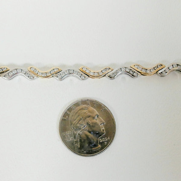 7" 14K Two-Tone 2.00TW Diamond Bracelet