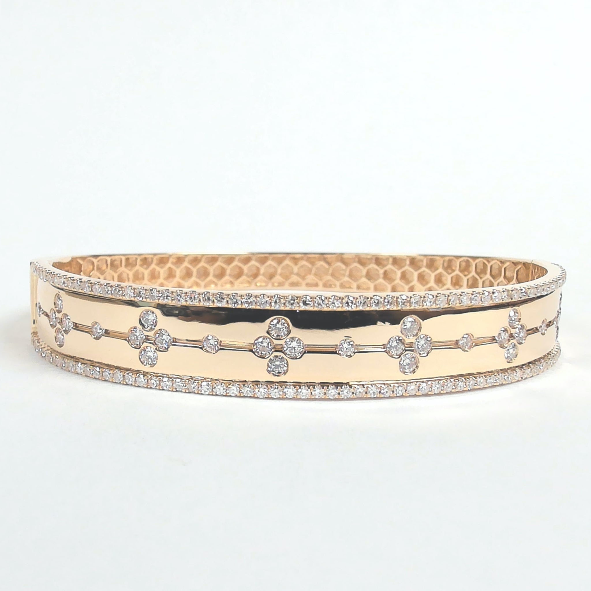 14k Wide Diamond Fashion Bangle Bracelet