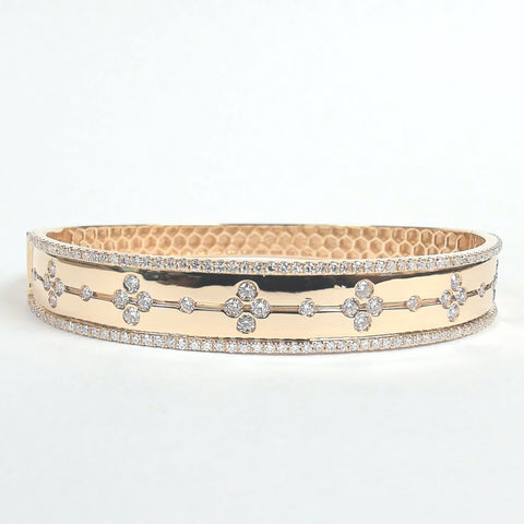 14k Wide Diamond Fashion Bangle Bracelet