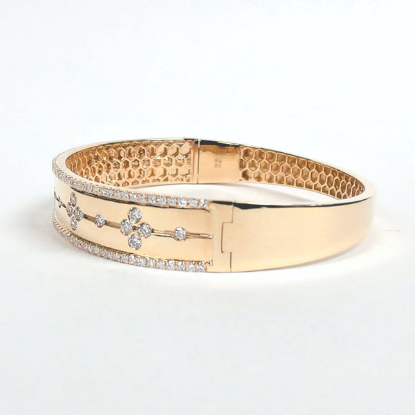 14k Wide Diamond Fashion Bangle Bracelet