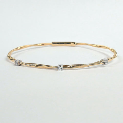 14K 3-Diamond Bangle Bracelet