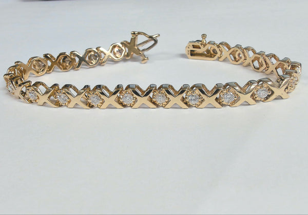 14k (2.00TW) 20-Diamond XOXO Bracelet