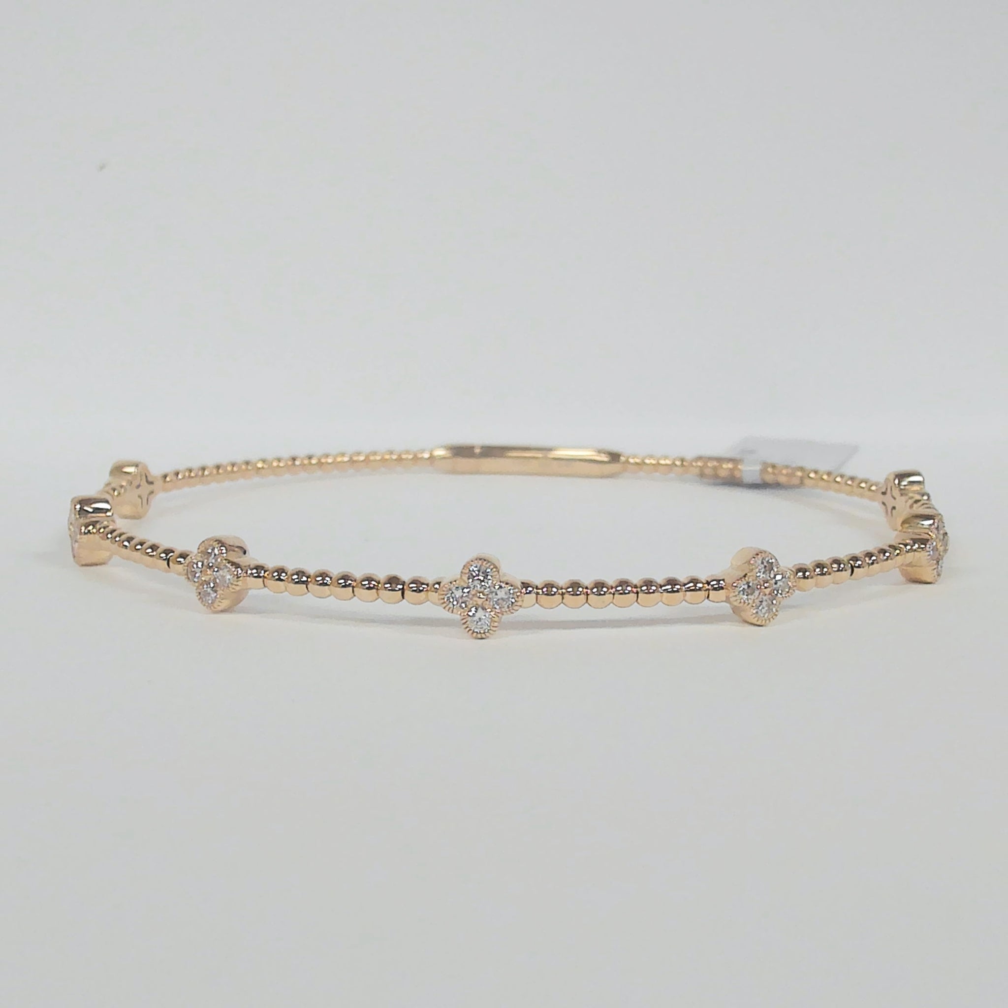 14K Diamond Cluster 7-Clover Flexible Bangle