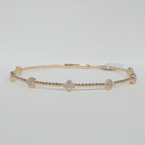 14K Diamond Cluster 7-Clover Flexible Bangle