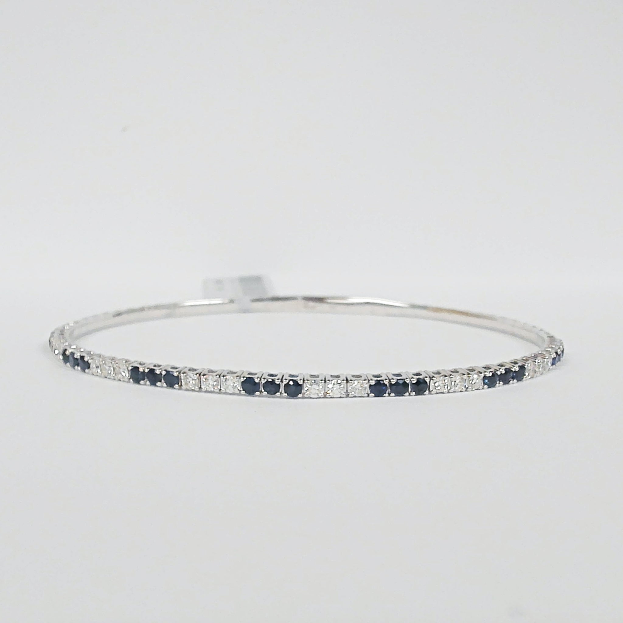14K Sapphire & Diamond Flexible Bangle Bracelet