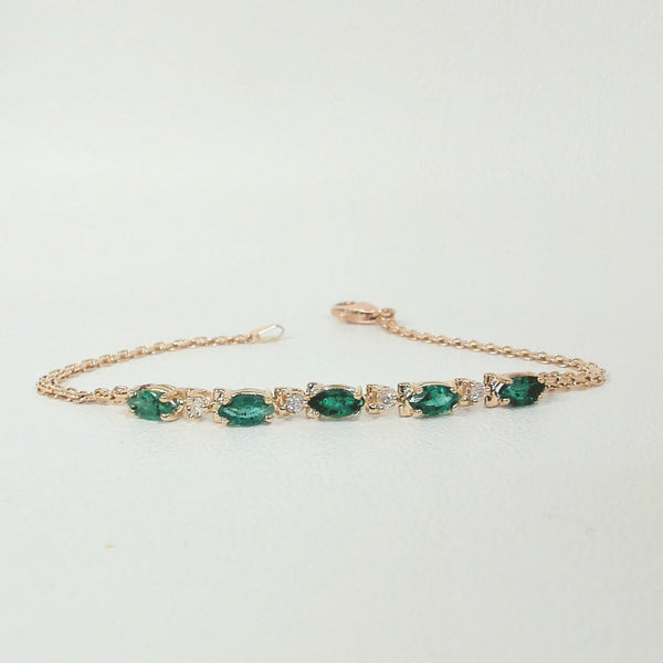 7" 14K Emerald & Diamond Bracelet