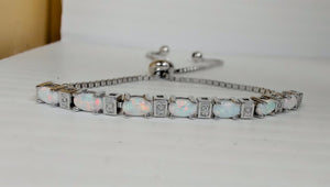 Sterling Silver Synthetic Opal Adjustable Bracelet
