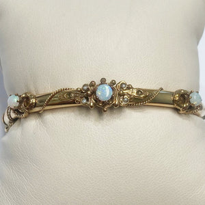 7.5" 14KYG Vintage Opal Bangle Bracelet