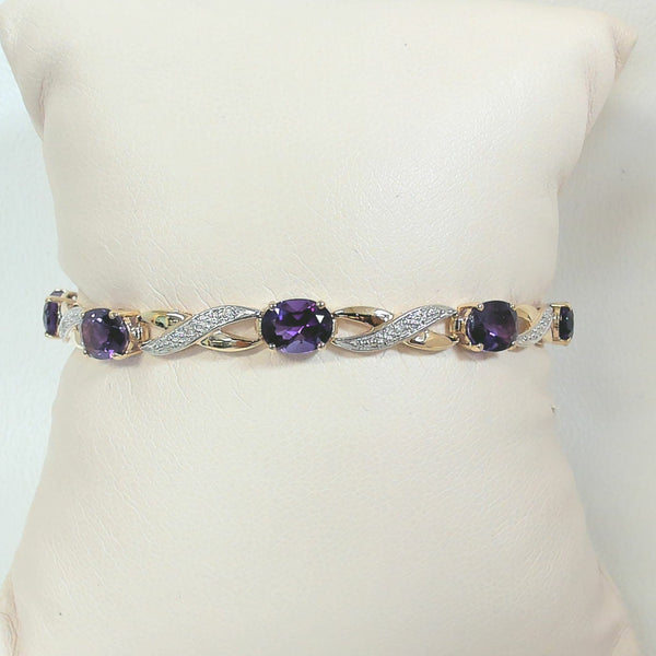 7.25" 14K XO Amethyst & Diamond Bracelet
