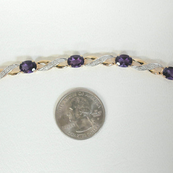 7.25" 14K XO Amethyst & Diamond Bracelet