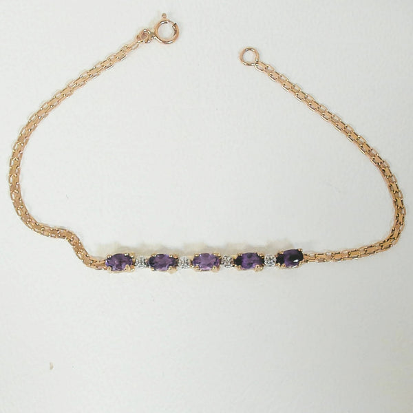 7" 10K Amethyst & Diamond Bracelet
