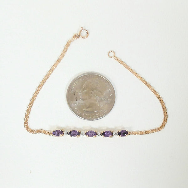 7" 10K Amethyst & Diamond Bracelet