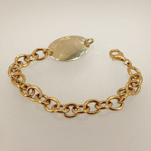 14KYG Oval Link "ID" Bracelet