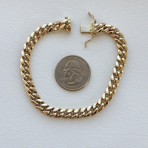 7.5" 10K 10.2GR Wide Hollow Curb Bracelet