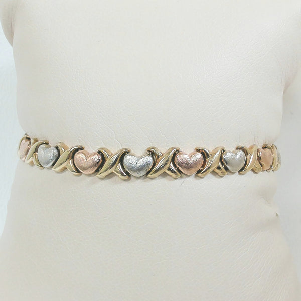 7" 10K Heart X/O Bracelet