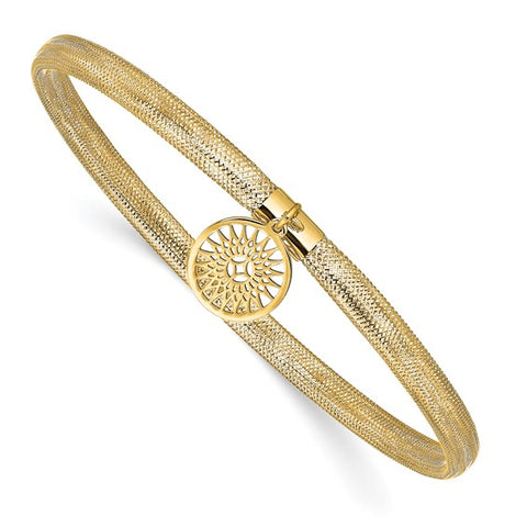 14k Polished Sun Charm Stretch Bracelet