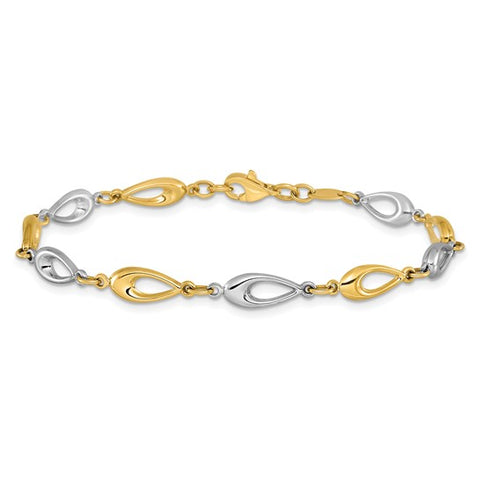 10K Two-Tone Teardrop Link Bracelet