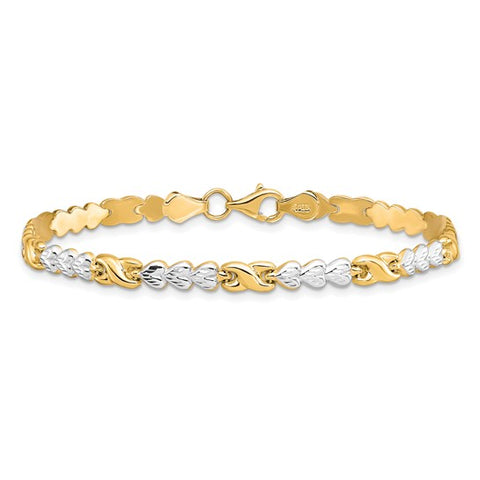 10k Two-Tone Heart & Infinity Link Bracelet