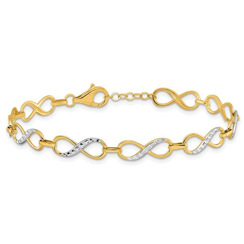 10K Two-Tone Infinity Link Bracelet