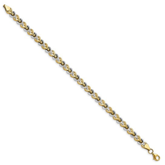 10K Two-Tone Heart Link Bracelet