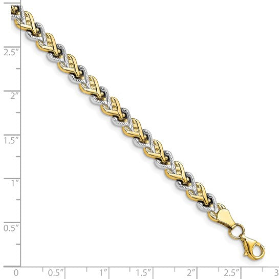 10K Two-Tone Heart Link Bracelet