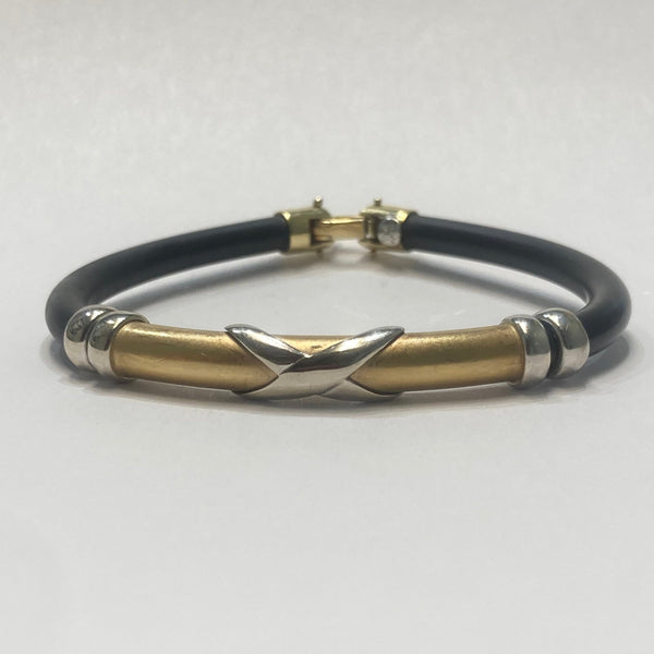 7.25" 14k Fashion Bracelet with Black Silicone