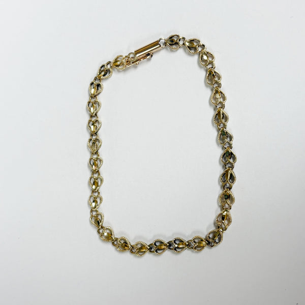 7.5" 14K Diamond-Cut Heart Link Bracelet