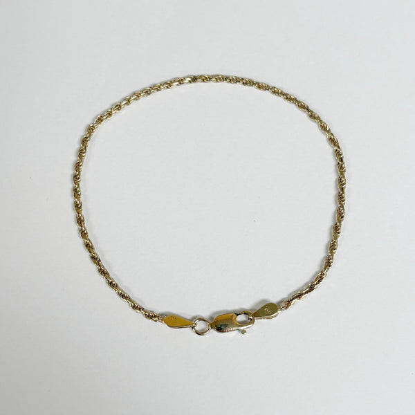 7.5" 14k Diamond-Cut Rope Bracelet