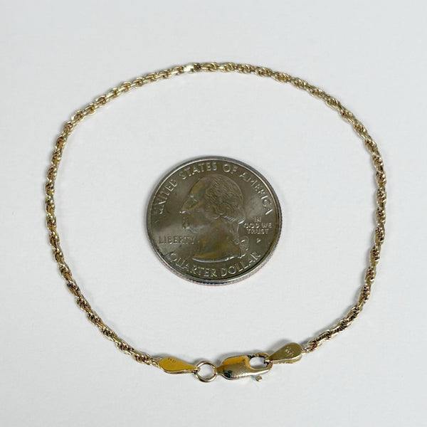 7.5" 14k Diamond-Cut Rope Bracelet