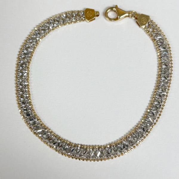 7.5" 14KTT Wide Fancy Link Bracelet