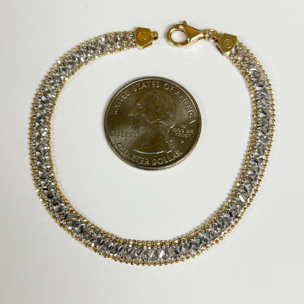 7.5" 14KTT Wide Fancy Link Bracelet