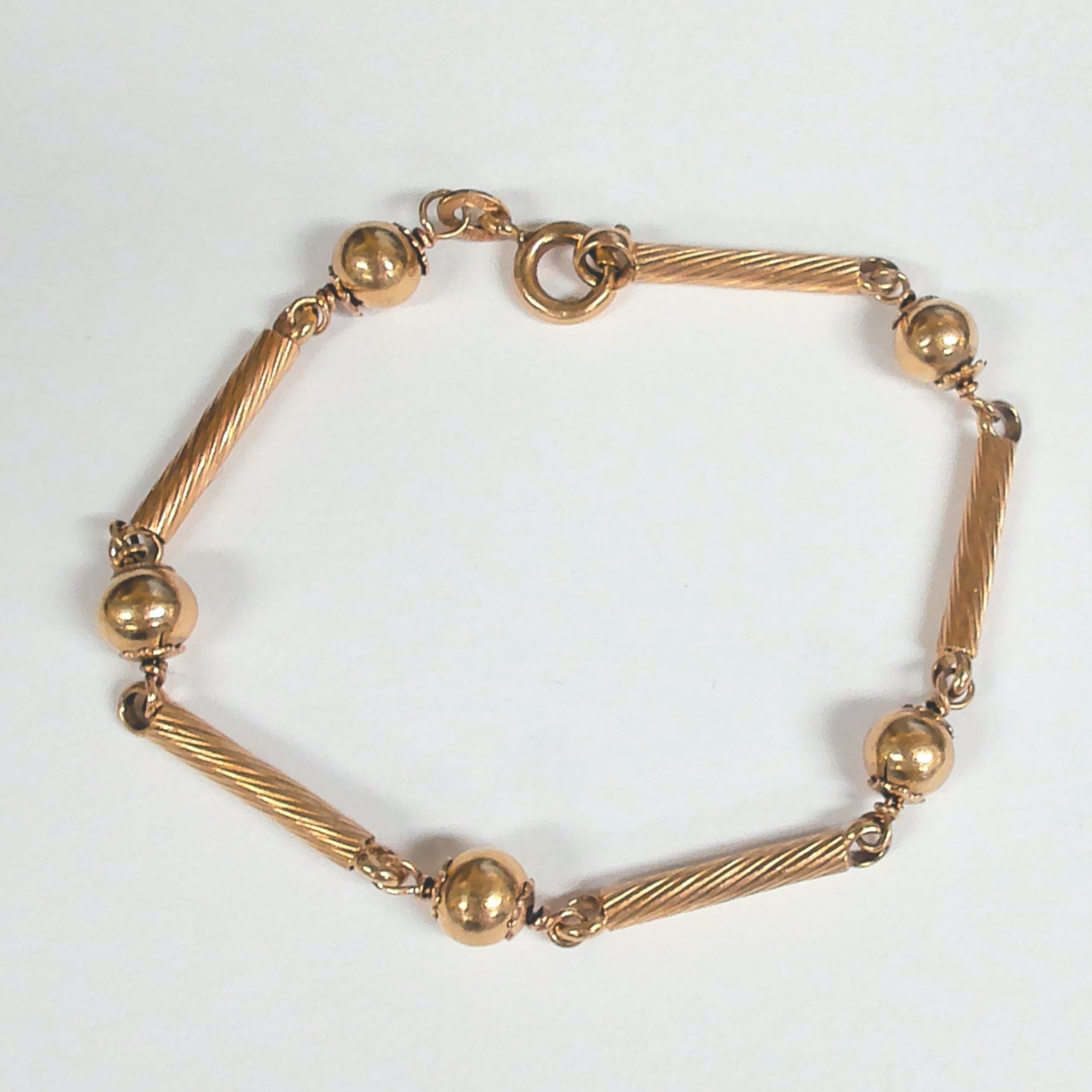 6.5" 18K Fancy Bead & Bar Link Bracelet