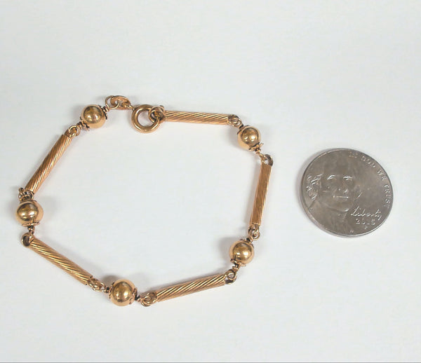 6.5" 18K Fancy Bead & Bar Link Bracelet