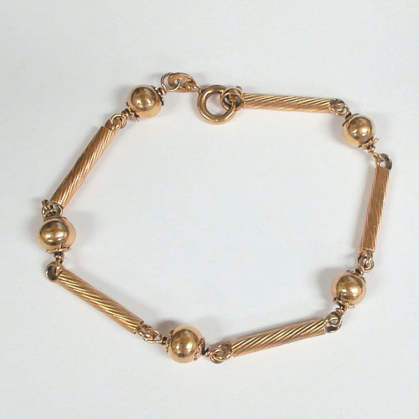 6.5" 18K Fancy Bead & Bar Link Bracelet
