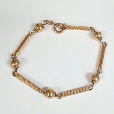 6.5" 18K Fancy Bead & Bar Link Bracelet