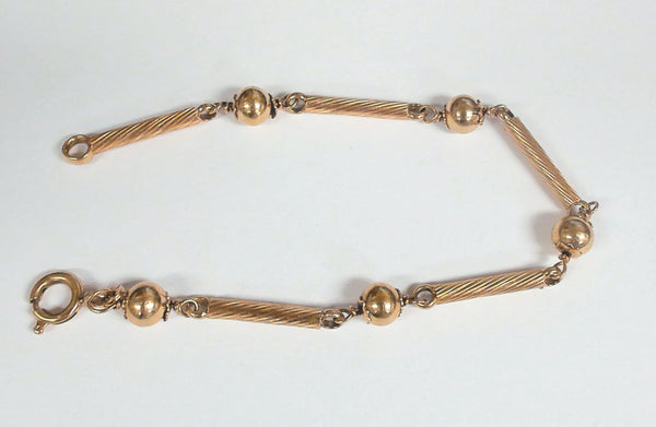 6.5" 18K Fancy Bead & Bar Link Bracelet