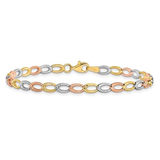 10K Tri-Tone Oval Link Bracelet