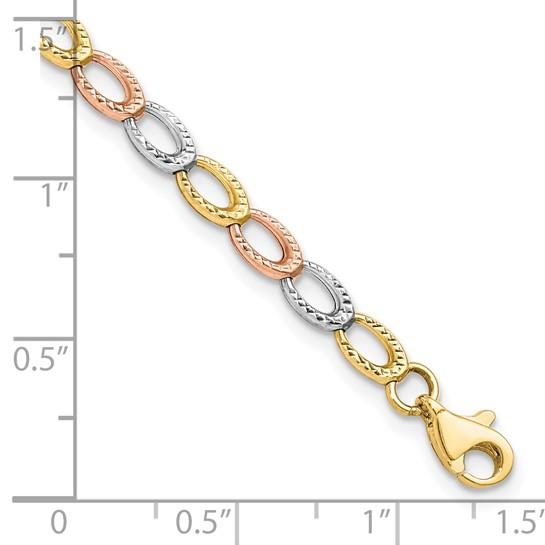 10K Tri-Tone Oval Link Bracelet