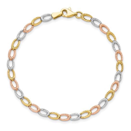 10K Tri-Tone Oval Link Bracelet