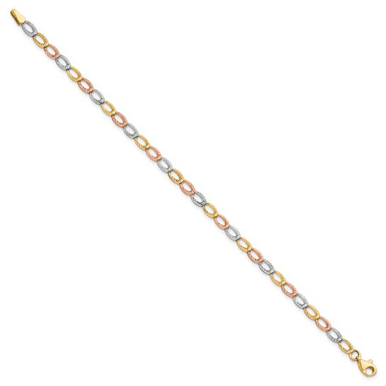 10K Tri-Tone Oval Link Bracelet