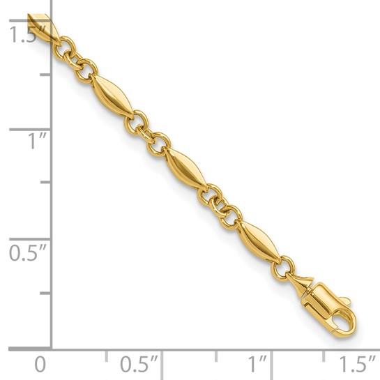 10K Diamond-Shaped & Cable Link Bracelet