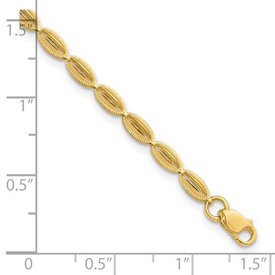 10K Polished & Textured Oval Link Bracelet