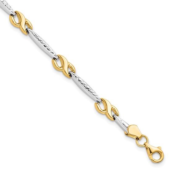 10K Two-Tone Infinity & Bar Link Bracelet