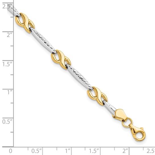 10K Two-Tone Infinity & Bar Link Bracelet