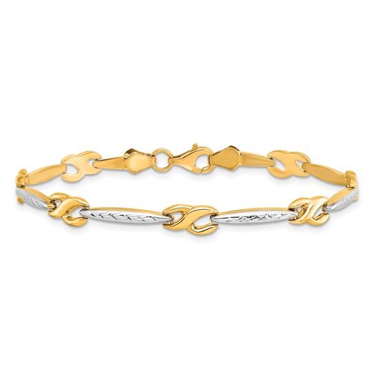 10K Two-Tone Infinity & Bar Link Bracelet