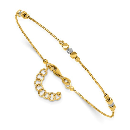 14k Two-Tone Multi-Textured Beaded Bracelet