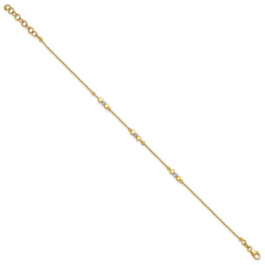 14k Two-Tone Multi-Textured Beaded Bracelet