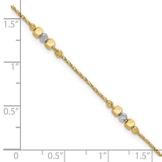 14k Two-Tone Multi-Textured Beaded Bracelet